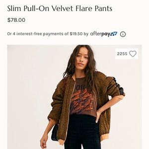 Free People black velvet pants